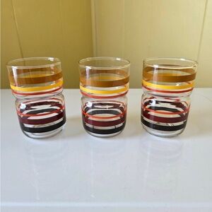 vintage striped juice glasses set of 3
